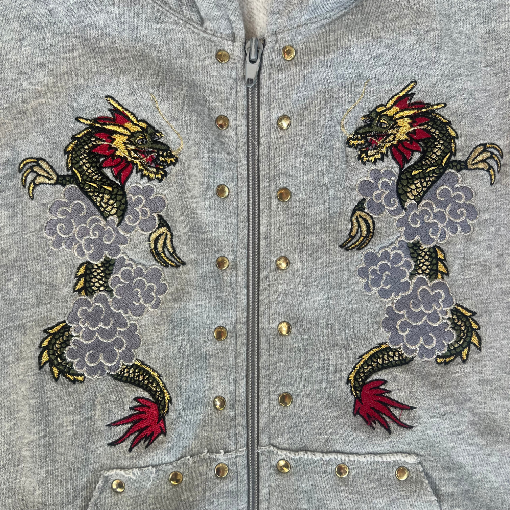 Unbranded Hoodie Sleeveless Embroidered Gray
