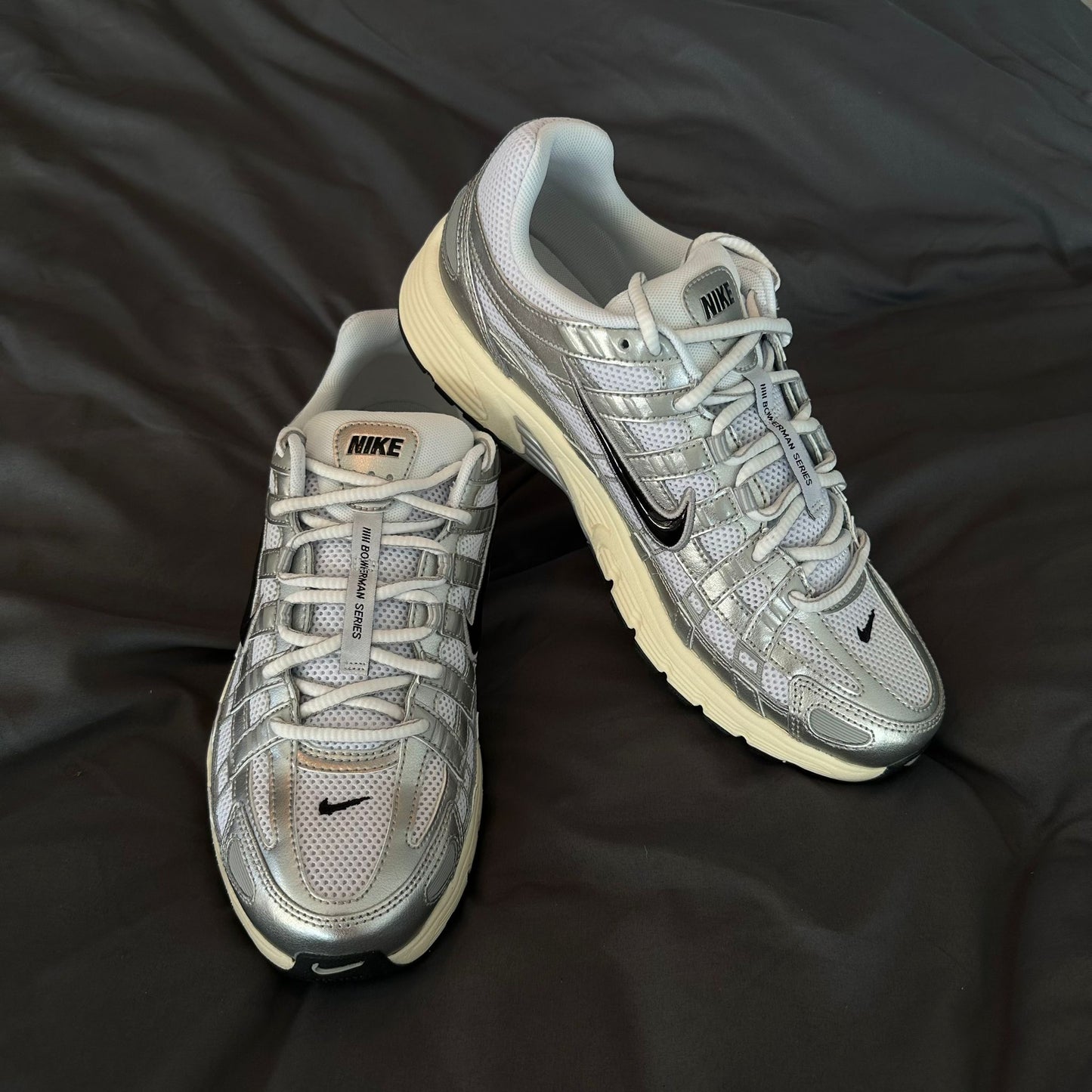 Nike P-6000 White Metallic Silver Flat Silver Black