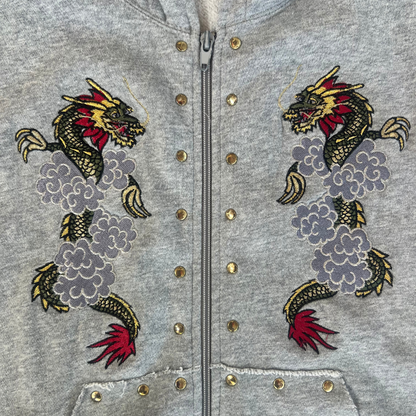 Unbranded Hoodie Sleeveless Embroidered Gray
